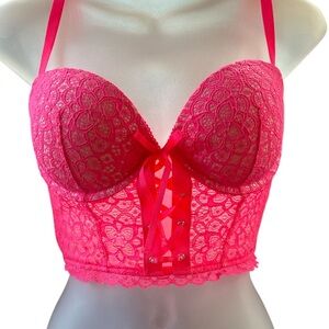 Victoria's Secret Hot Pink Lace Bustier Bra